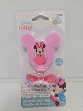 Disney Baby Minnie Mouse Pacifier Clip Silicone Pink Hearts Size 0 New