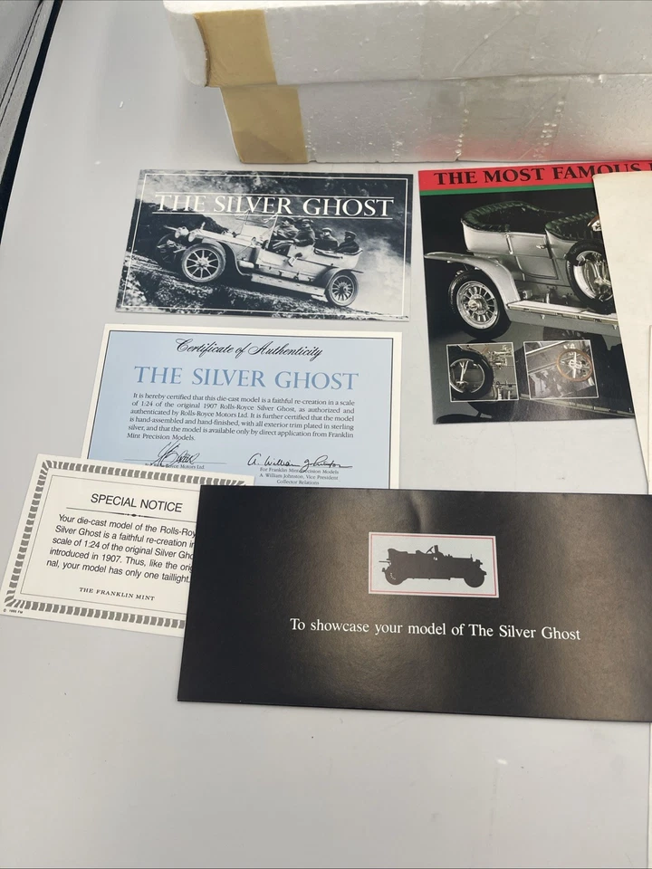 Franklin MINT 1907 Rolls Royce Silver Ghost Diecast 1:24 Scale w/ COA Papers - Image 2 of 4