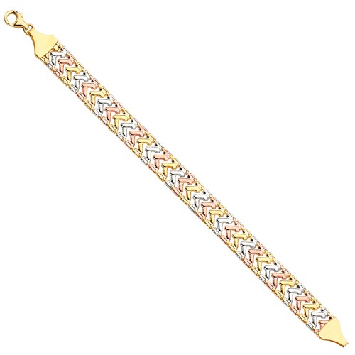 GOLD - 14K Tri Color Fancy Bracelet - 7.5" - 第 1/3 張圖片
