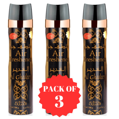 Al Ghadeer Air Freshener 3 Pack Nabeel Original Spray 300mL Fragrance Aerosol
