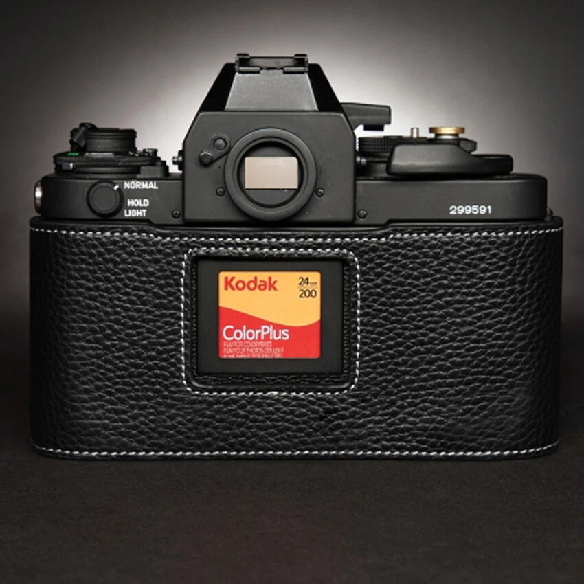 Estuche con media cámara de cuero genuino hecho a mano para Canon F-1 NUEVO F-1 Foto 3 de 4