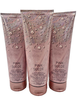 NEW Bath & Body Works LOT 3 Pink SUEDE Ultimate Hydration Body Cream Lotion 8 oz