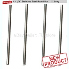 4 PACK 1/16" x 12" Stainless Steel Round Rod Stock 302 Alloy 1 Foot Long Rods