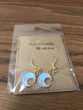 Blue Moon Star Fashionable Earrings Gold Hypoallergenic Hook Earring