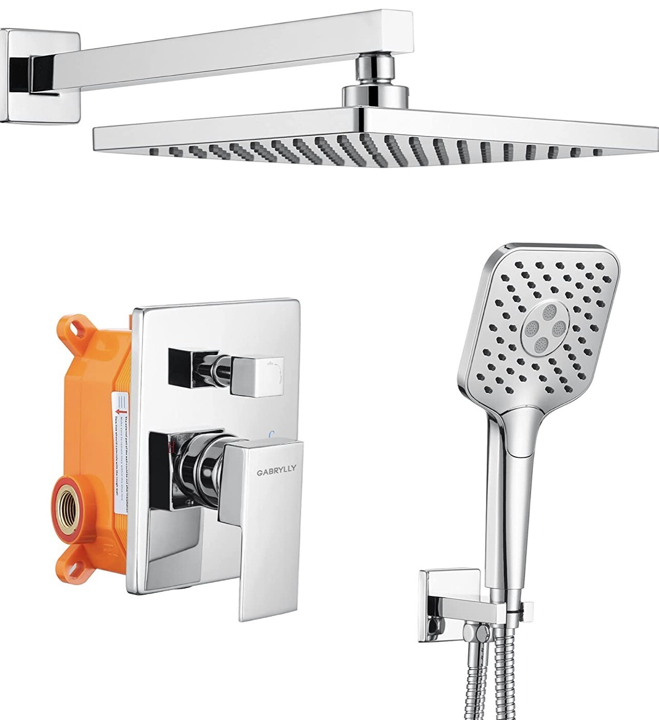 Gabrylly 10” High Pressure Rain Shower Head w/ Handheld Shower System #G1371100D