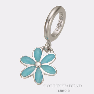 Authentic Endless Sterling Silver Light Blue Enamel Flower Drop Bead 43269-3