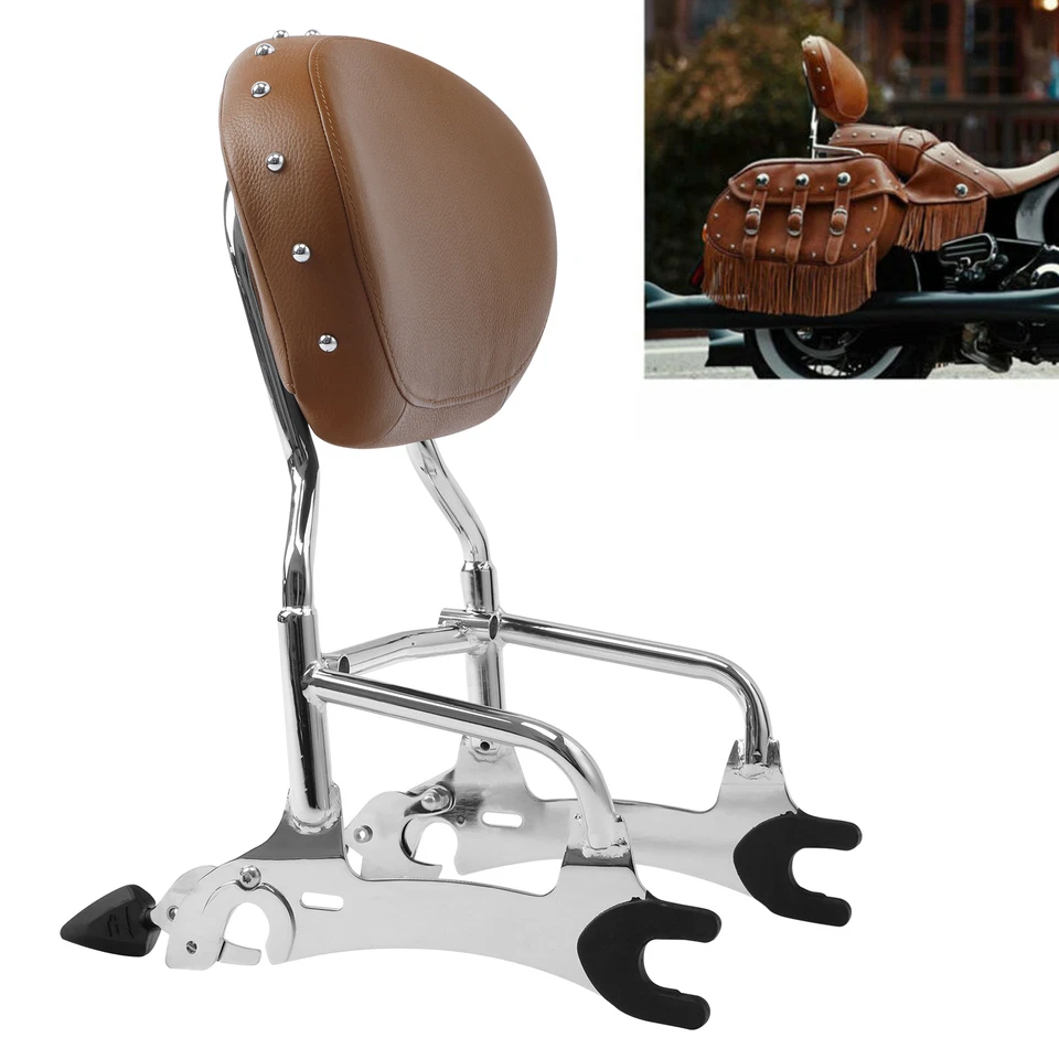 Chrome Sissy Bar + Mount Spools Fit For Indian Chief Classic 2014-2018 2016 2017 - Image 2 of 4