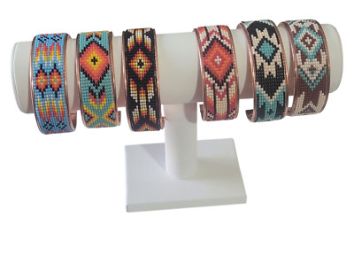 Native American Style Copper Seed Beaded Adjustable Bracelet Tribal