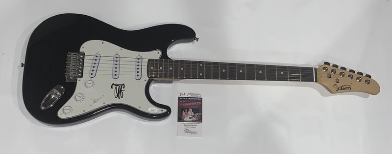 COLIE HUTZLER SIGNED BLACK ELECTRIC GUITAR BEAUTY SCHOOL DROPOUT JSA COA