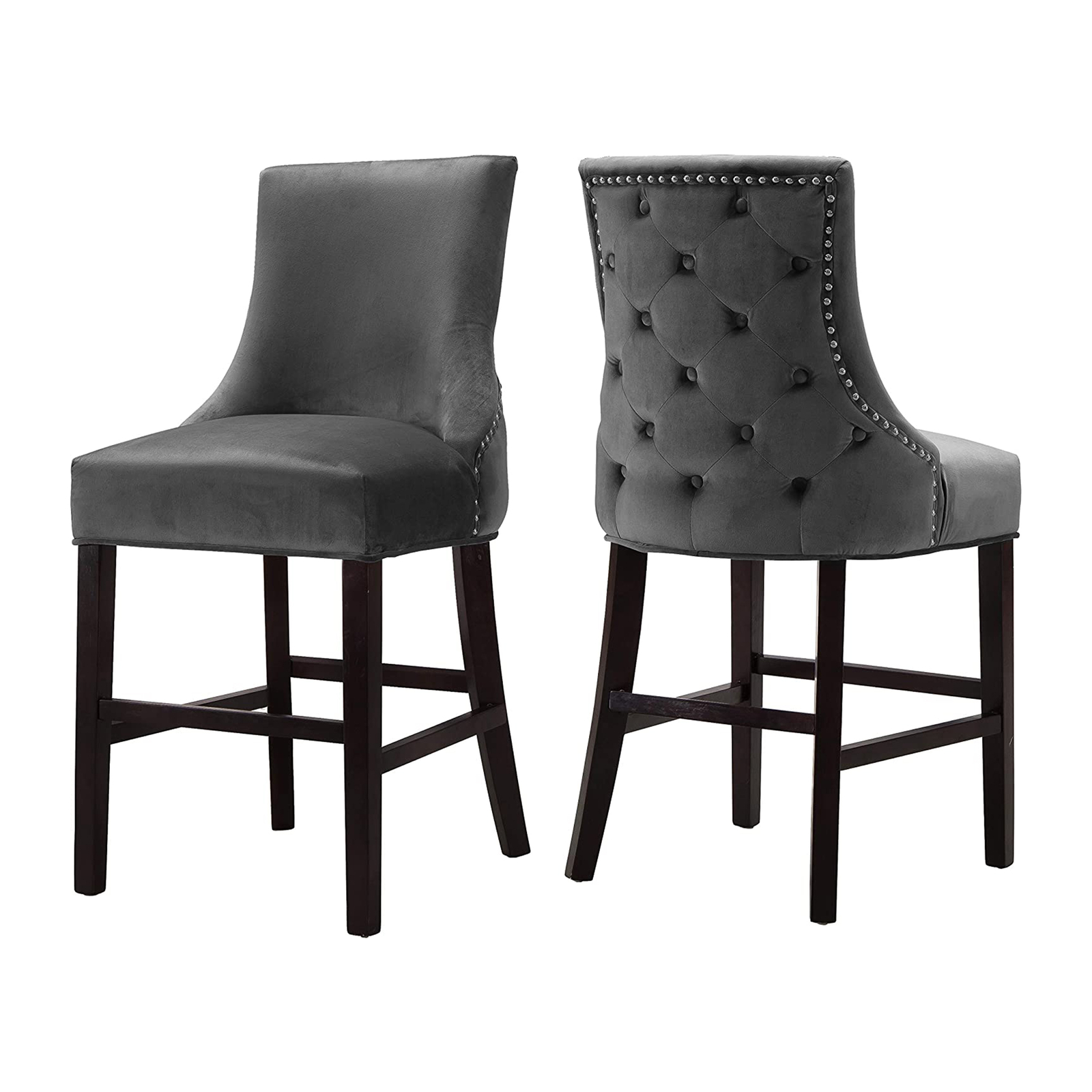 Meridian Furniture Hannah Collection Soft Velvet Counter Stools (Open