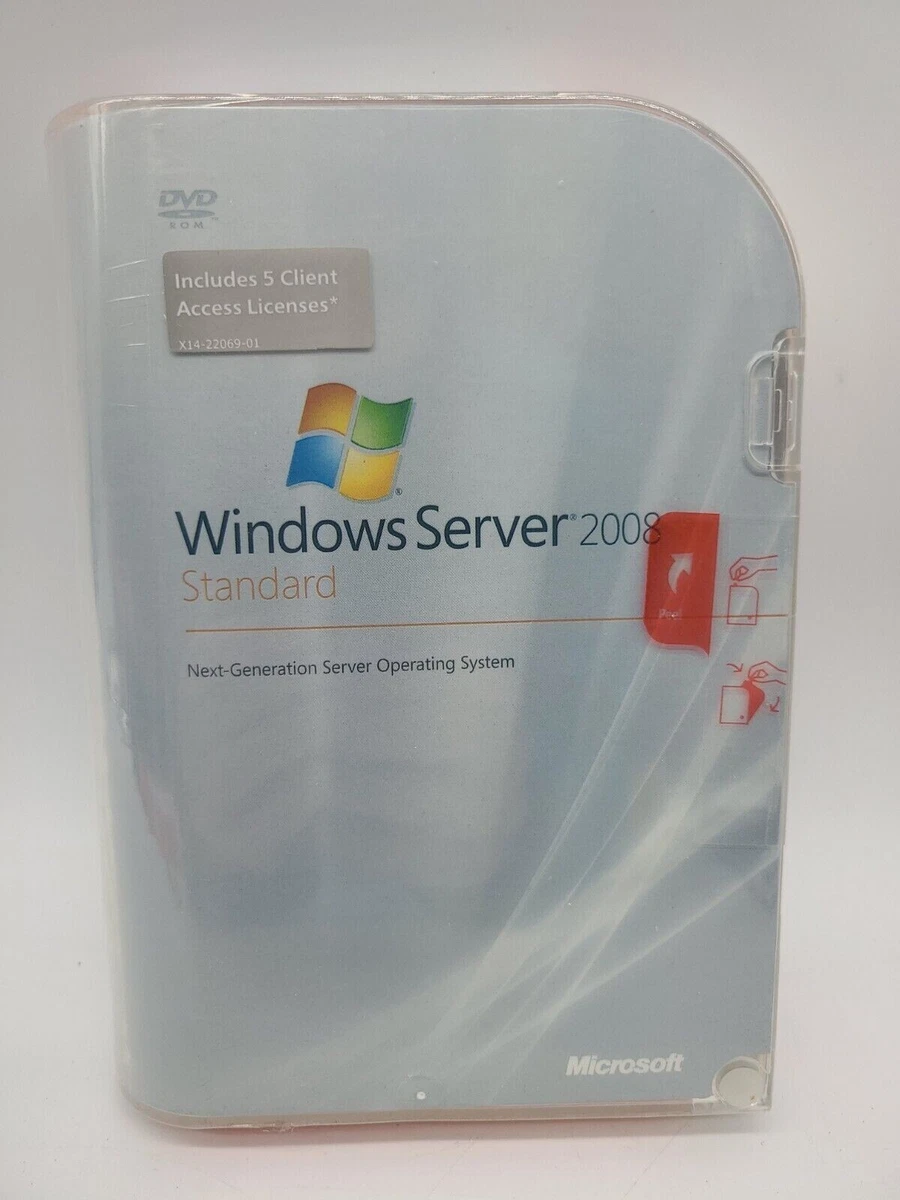 New Microsoft Windows Server 2008 Standard Includes 5 Licenses