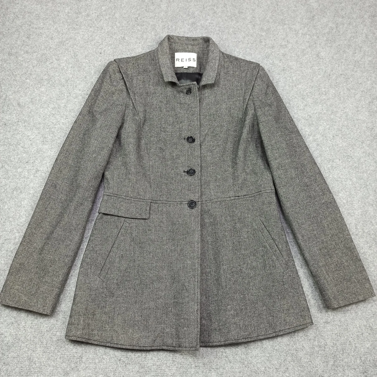 Manteau Gris Et Noir à Chevrons Yesta - Taille 50, Neuf Avec étiquettes, Pour Femme