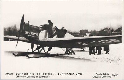 LUFTHANSA JUNKERS F13 SKIFITTED ECHTFOTO POSTKARTE RPPC NEBELKRAHE PAMLIN
