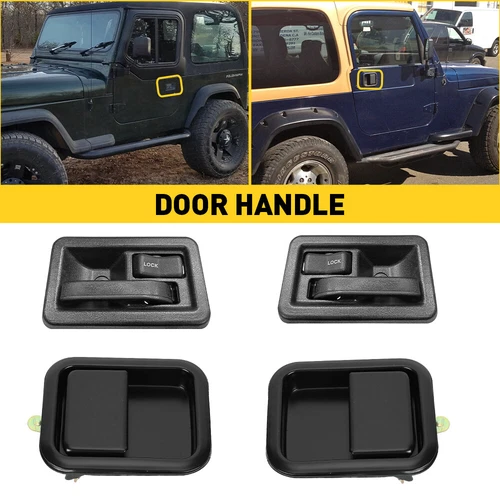 Door Handle Black Inside & Outside Kit Set of 4 for 1997-2004 Jeep Wrangler - Bild 5 von 10