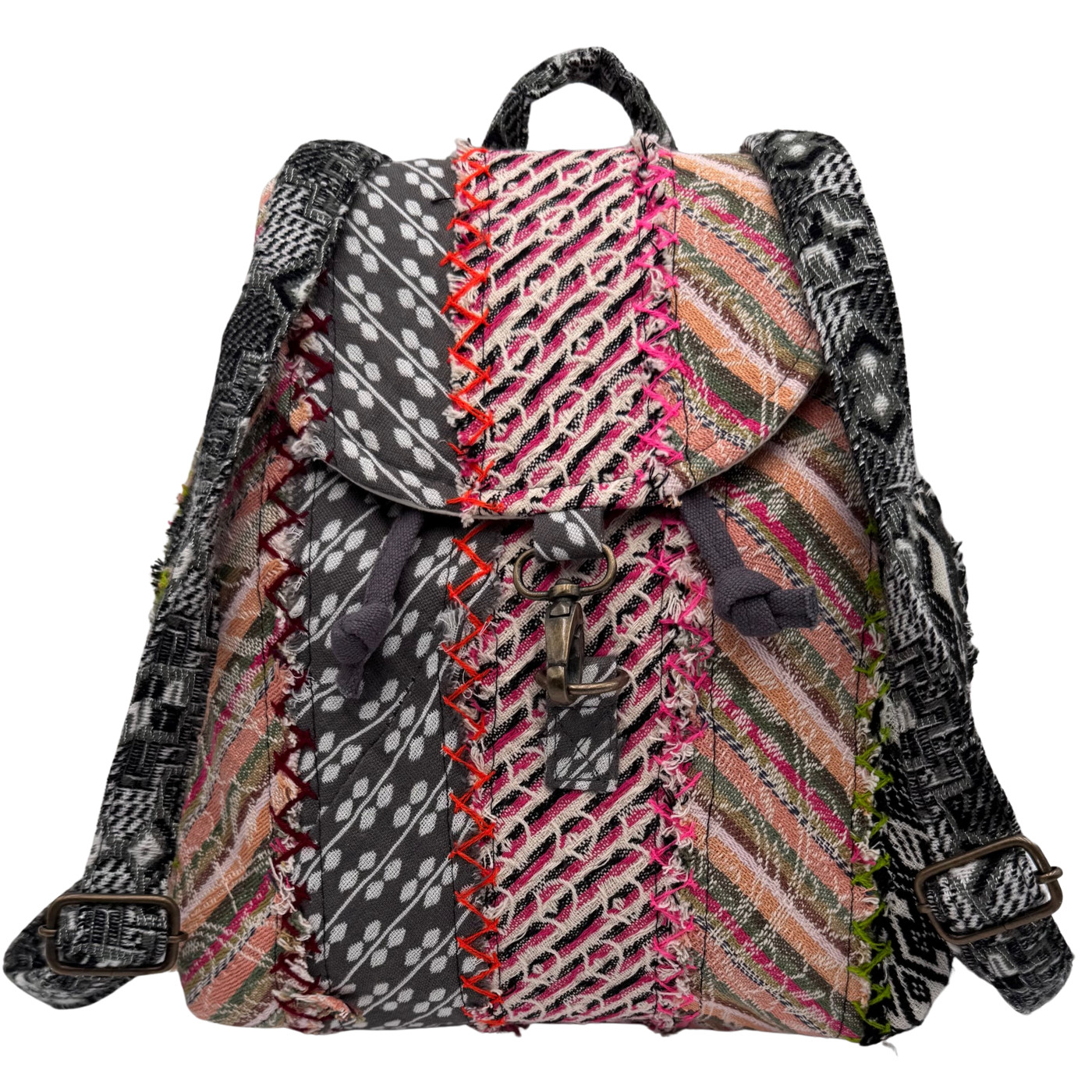 Demdaco Patchwork Backpack Adjustable Strap Boho … - image 1