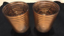 VASES CIRCA 1940's 9” Two Handpainted Gold & Clear-Sold As Pair