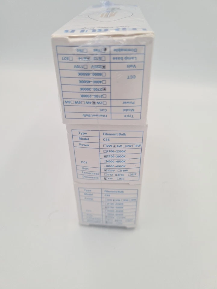 Pack of 3 LED Filament Bulbs C35 E14 4W Warm White Dimmable Energy Saving A+ - Image 3 of 4