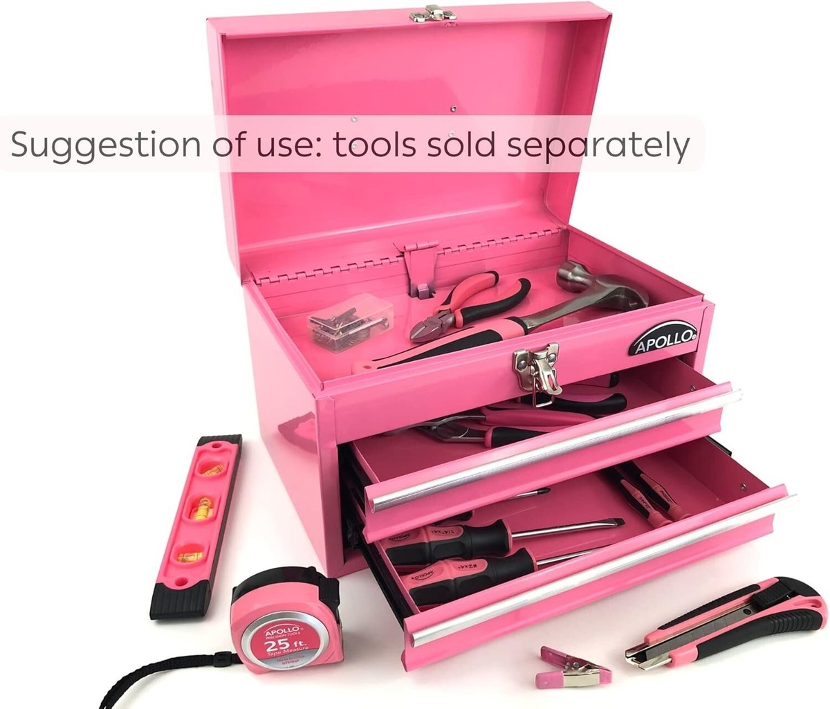 Premium 14-Inch Pink Tool Box with Heavy-Duty Steel & Deep
