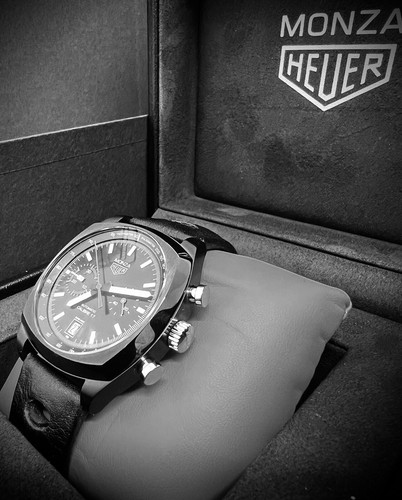 TAG Heuer Monza Men's Black Watch with Baton Indexes - CR2080.