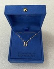 Olivia and Jackson Sterling Silver Gold Shiny Initial ”B” Sparkle Chain Necklace