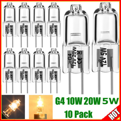 10x G4 Halogen-Lampe Bi-Pin Stiftsockellampe 5W 10W 20W Warmweiß Birne Lampe 12V