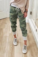 Green Camo Print Knit Sporty Joggers Size S