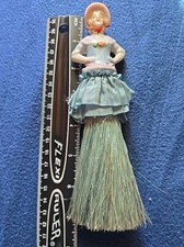Antique Porcelain Victorian Clothing Brush Lady w/ Bonnet Exc Condition
