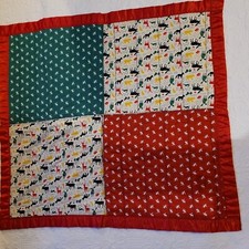 Handmade Baby Quilt Reversible Satin Trim - Woodland Animals 40" x 34"