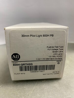 New Allen-Bradley 800H-QRTH2G Ser.G Push-to-test 30MM Pilot Light NIB