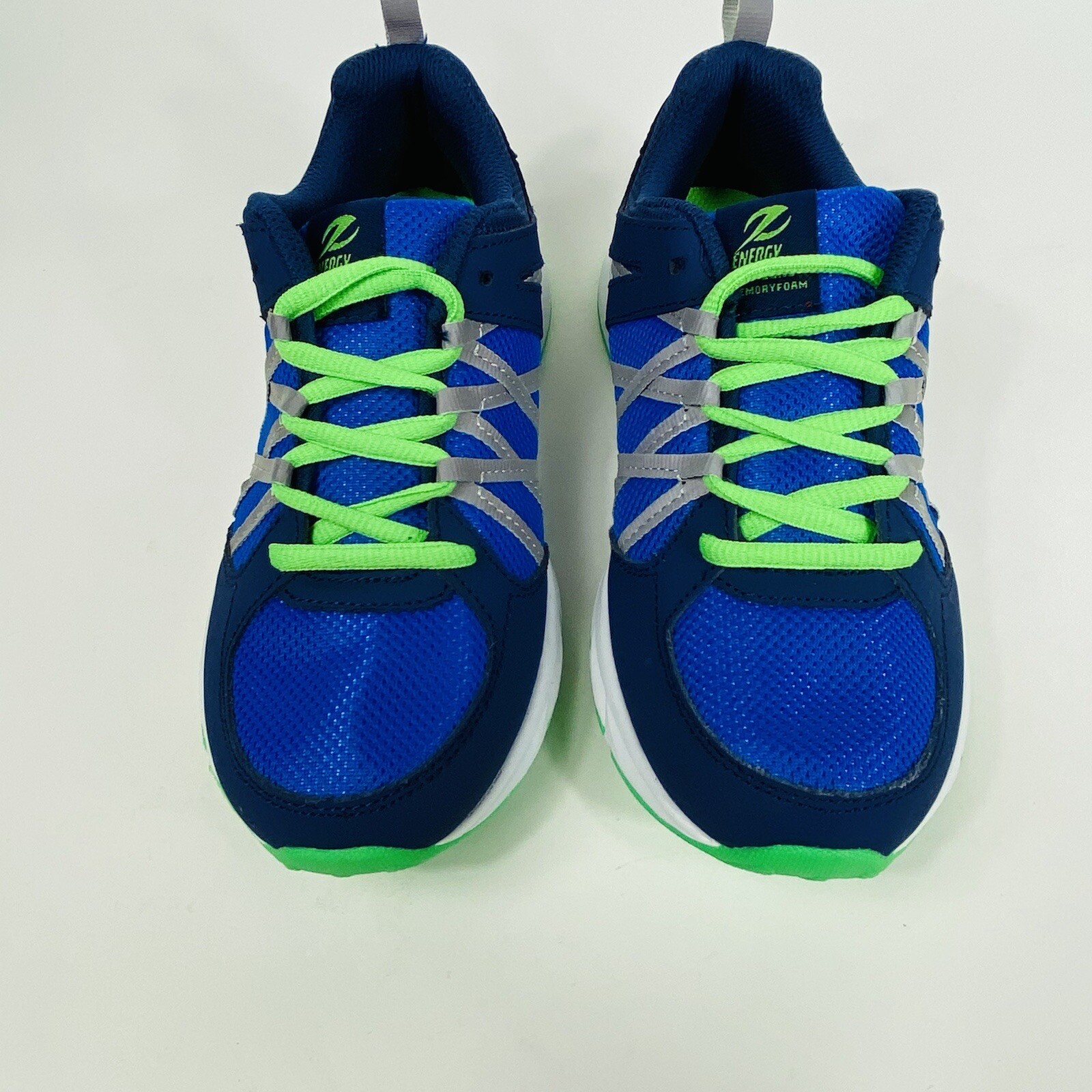 Boy's Size 4 ENERGY ZONE Shoes “Racer”, Athletic Sneakers, Blue/Lime