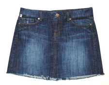  IT Jeans Vintage Y2K 90's Raw Hem Jean Mini Dark Wash Denim Skirt 29 EUC