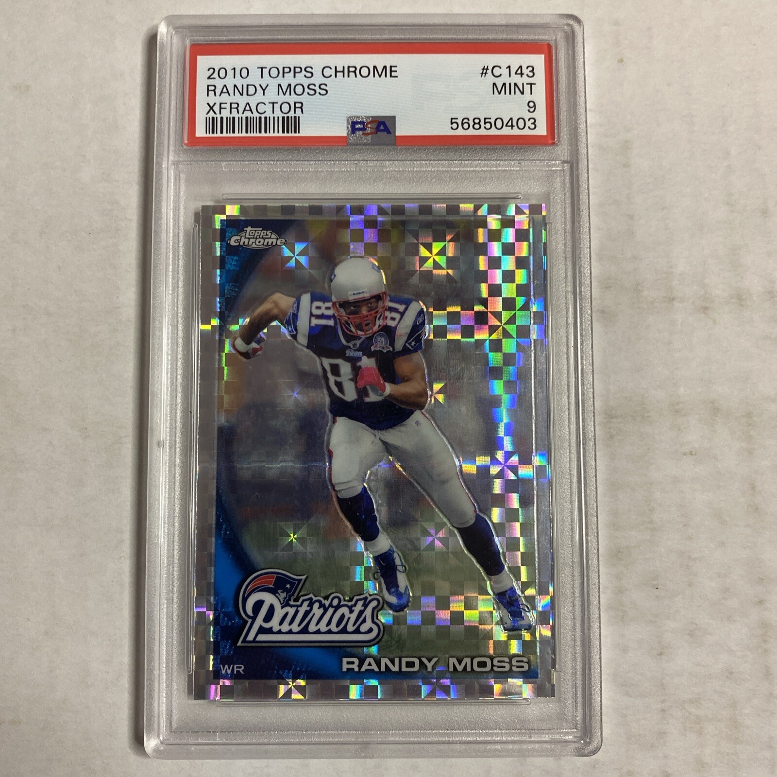 2010 Topps Chrome Xfractor Randy Moss PSA 9 PS