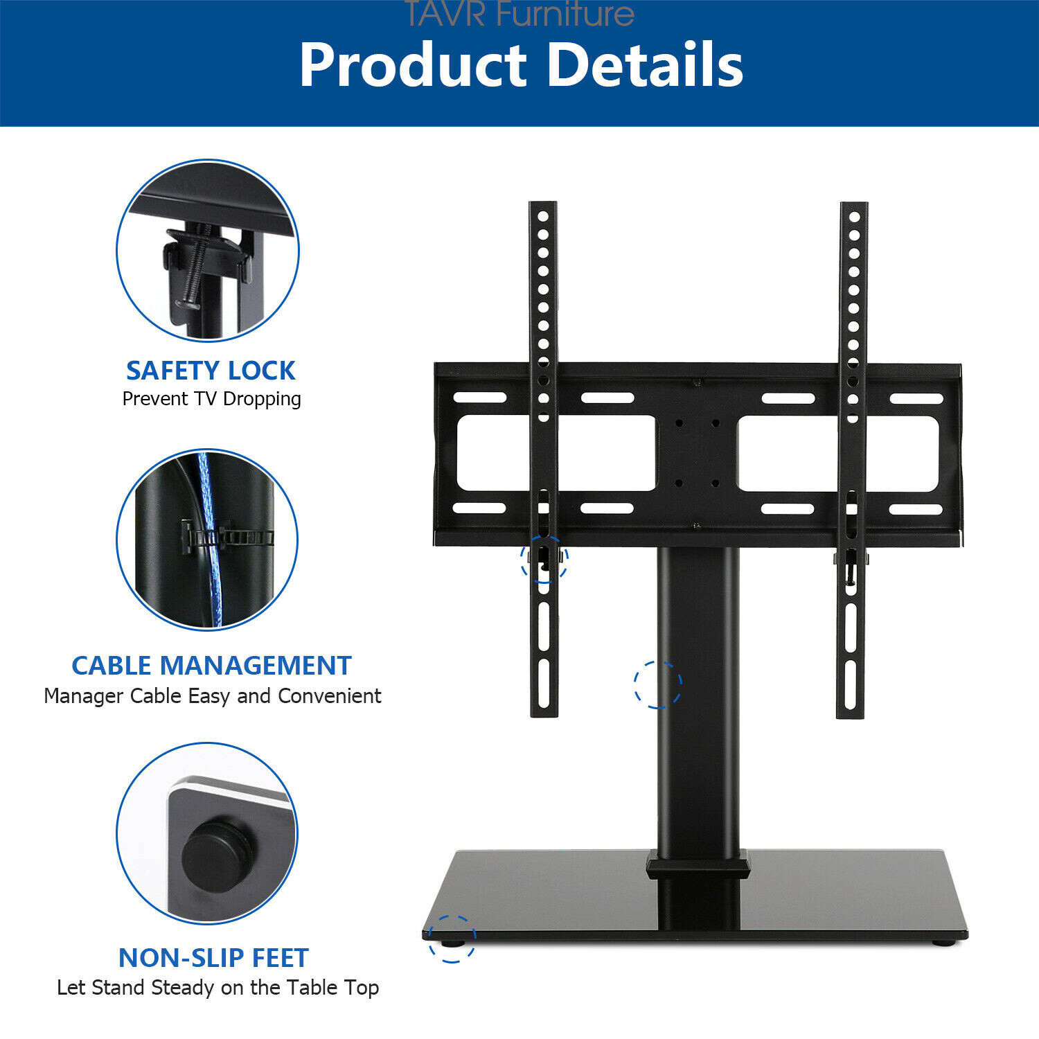 Universal TV Base Stand with Swivel Mount for 27"55" LCD LED Flat
