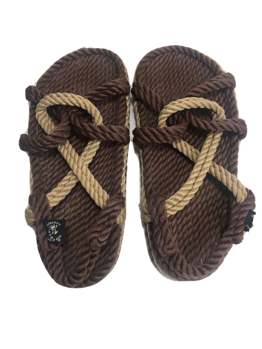 Nomadic State Of Mind Rope Sandals Size 5/6 Brown/Beige Handmade