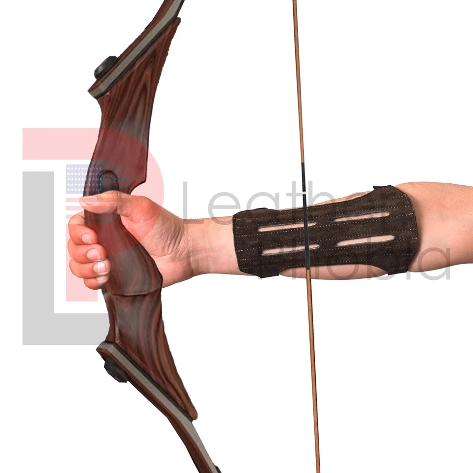 Protector de brazo de tiro con arco tradicional de cuero para caza con arco Foto 2 de 4