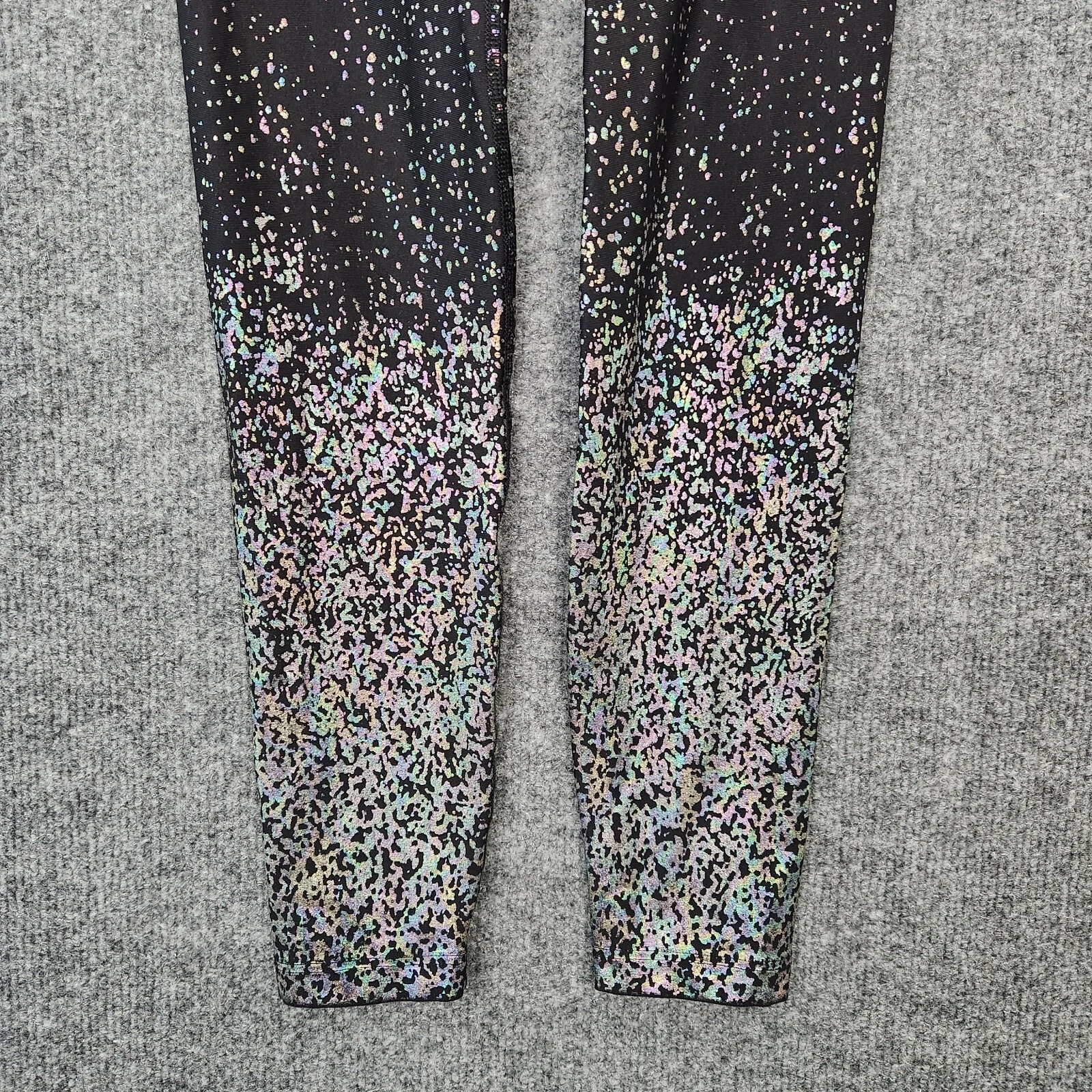 beyond-yoga alloy rainbow ombre high waisted speckled midi leggings