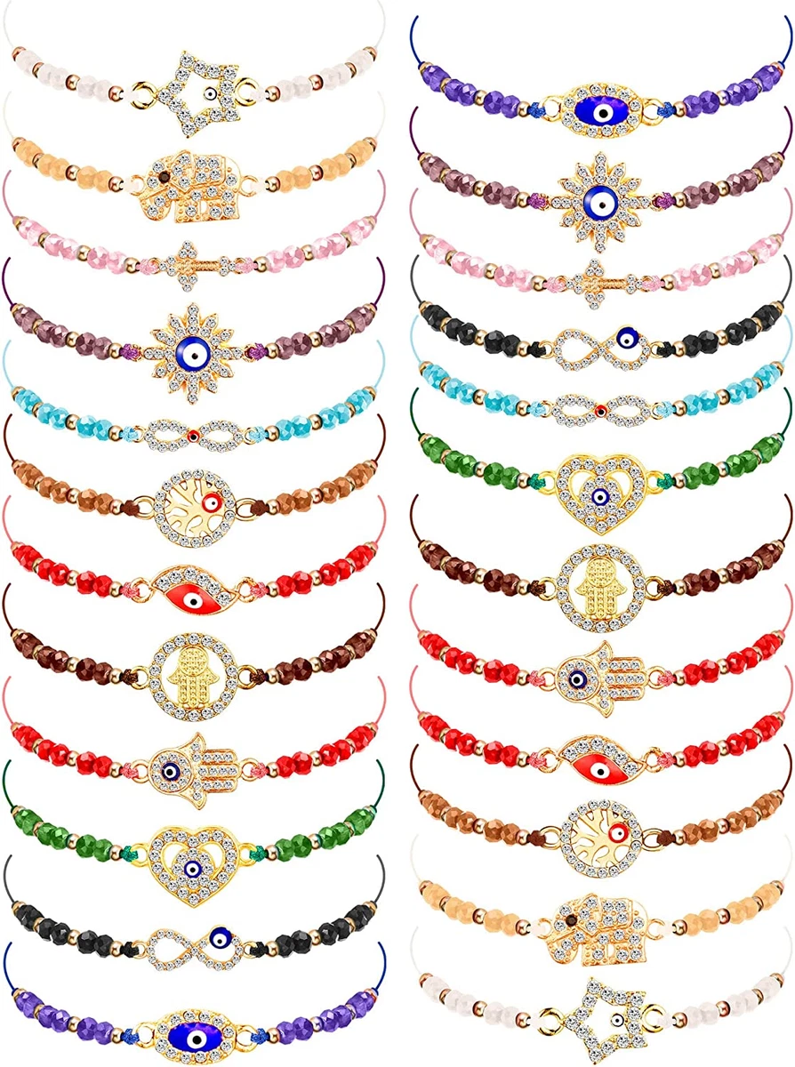 24 Pieces Evil Eye Bracelets Pack Evil Eye Jewelry Bracelet Mexican  Bracelets Ad