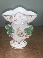 Old Paris Floral Vase 3 5/8”T 2 7/8”L / 1.75”x1.5” base Hand Painted Flower