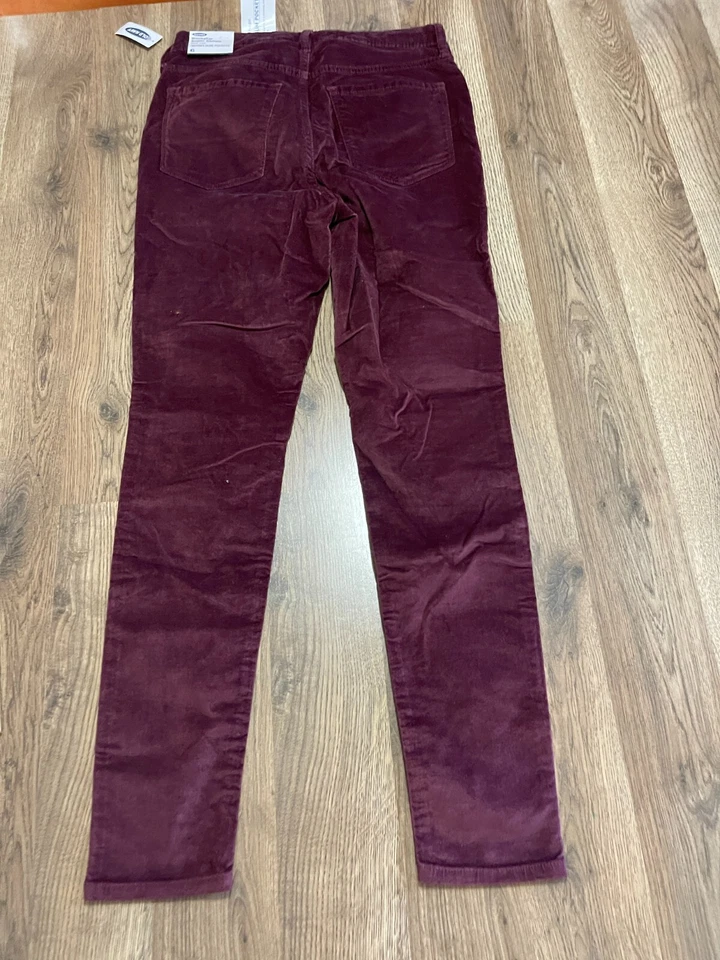 Pantalones Old Navy, para mujer 6, granate, terciopelo, Rockstar súper ajustados tiro alto nuevos con etiquetas Foto 2 de 4