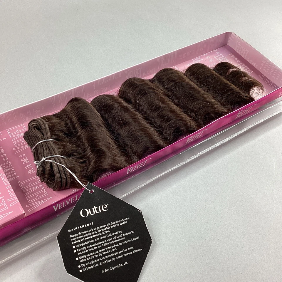 Extensiones de trama de cabello humano Remi de terciopelo marrón oscuro Euro Deep #4 14” Foto 4 de 4