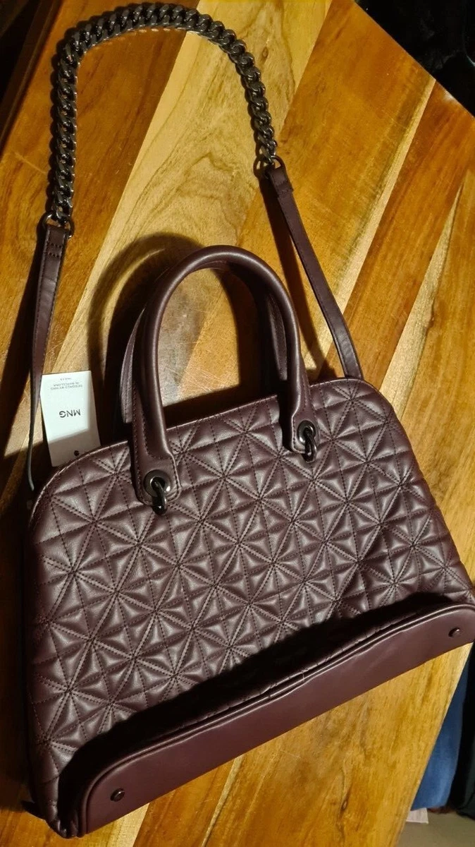Womens MNG Mango deep purple Hand and shoulder Bag with Zips and