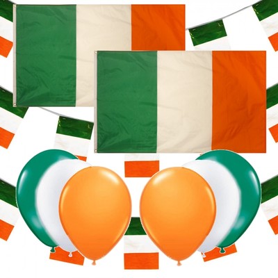 ST PATRICKS DAY FAHNEN WIMPELKETTE & LUFTBALLONS IRISCHE PARTY DEKORATION PUB PACK SET E