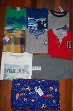 NWT Boys 5-6 HUGE Crazy 8 TCP Jumping Beans 9 Piece Lot 7 Tops 1 Pants Pjs