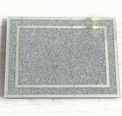 ZERKLEINERTER DIAMANT SCHNEIDEBRETT KRISTALL GEFÜLLT SILBER 30x40cm Küche