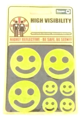 Hi Visibility Sicherheitsaufkleber Kinder SICHER GESEHEN WERDEN reflektierende SMILEEY GESICHTER