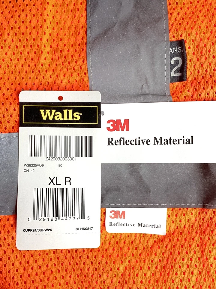 New Walls Mens Blaze Orange Hi-Vis Reflective Safety Vest ANSI 2, Sz XL, Hunting - Image 3 of 4