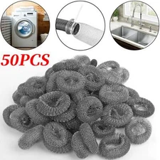 50Pcs Washing Machine Lint Trap Kit Steel Wire Mesh Filter Screen for Drain Hose