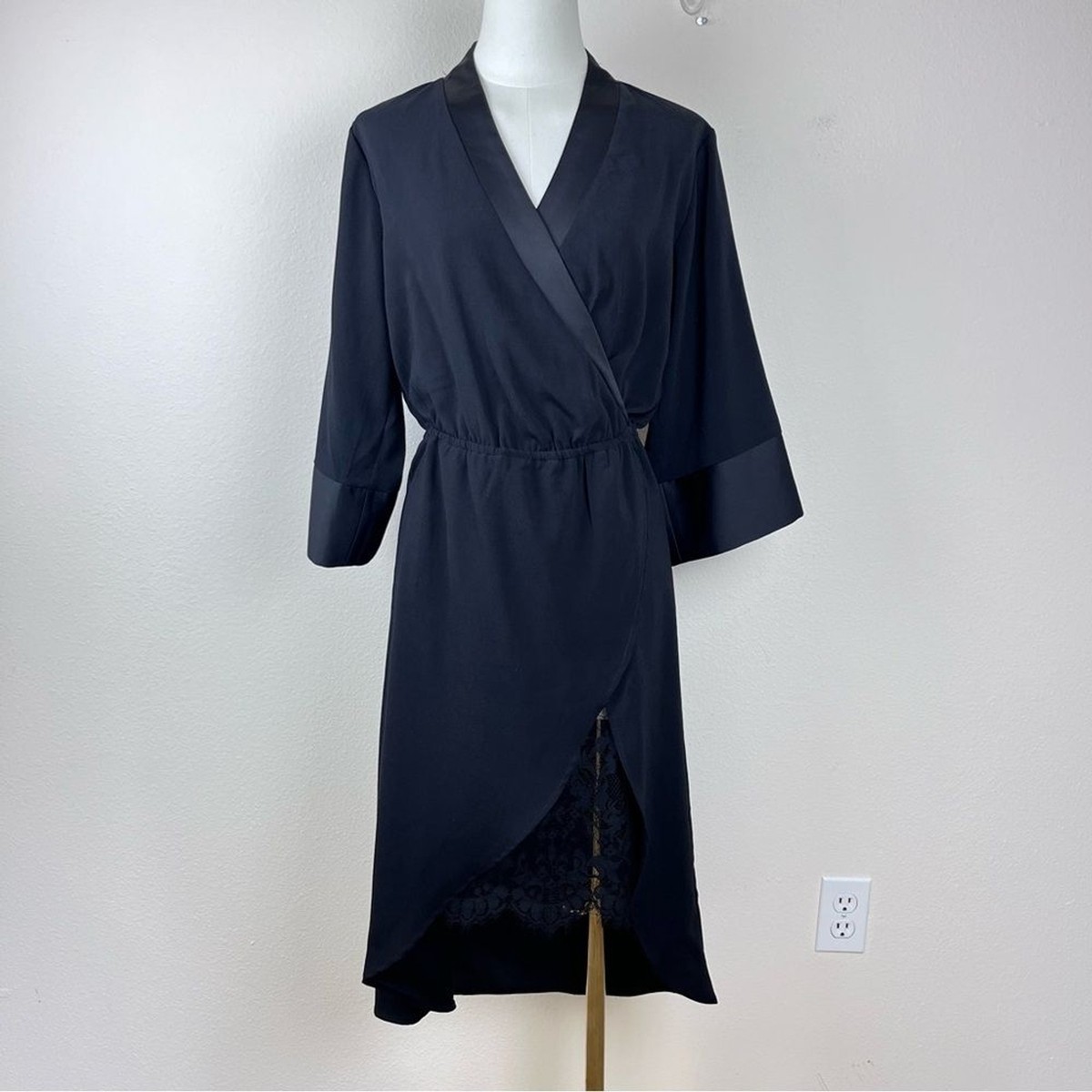 Vila Dress Womens Six Vimilena Lace Faux Wrap Office Business Classic Black Vila Dress Womens Six Vimilena Lace Faux Wrap Office Business Classic Black