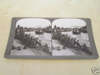STEREOVIEW 1. WELTKRIEG - SCHWIMMEN IN EINEM FRANZÖSISCHEN KANAL UM 1918