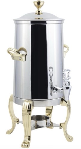 Bon Chef 41001 Aurora 2 Gallon chrome heavy Coffee Chafer Urn W/Brass Heavy